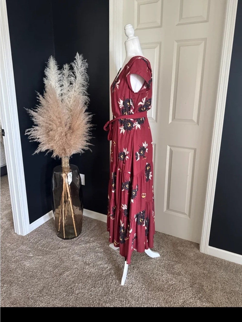 FREE PEOPLE All I Got Printed Maxi Dress In Red Combo size 6 - Picture 8 of 12
